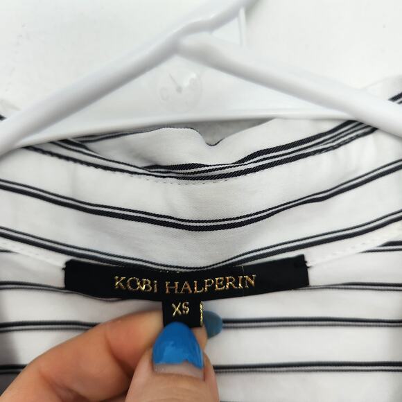 Kobi Halperin Striped‎ Button Down Blouse Bell Sleeves XS Office Casual Career - Picture 3 of 8